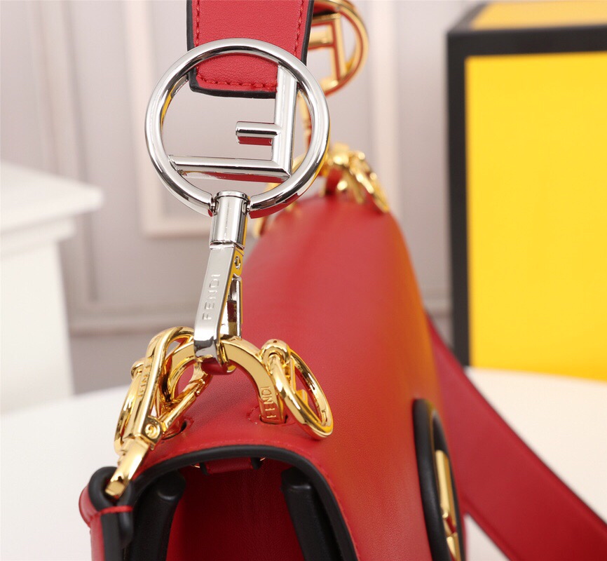 Fendi Kan I F Logo Red Bag 25Cm
