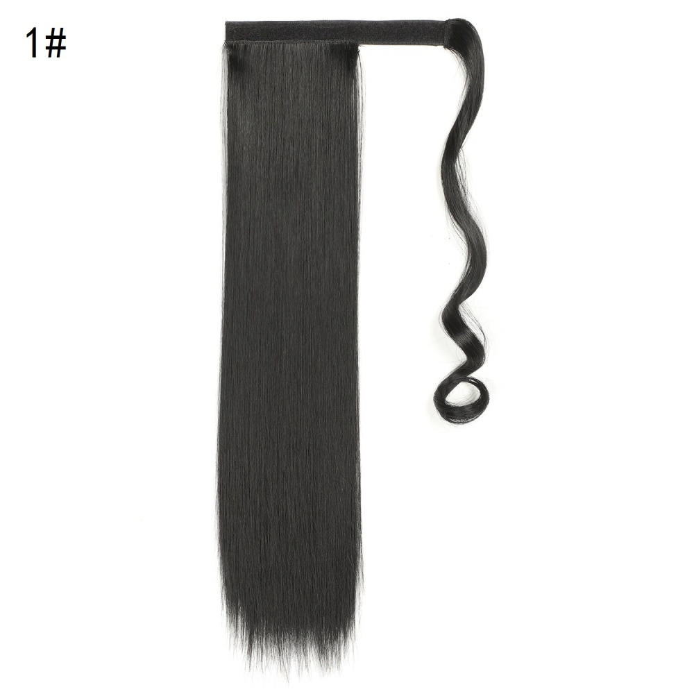 Long fiber straight hair horsetail velcro wig