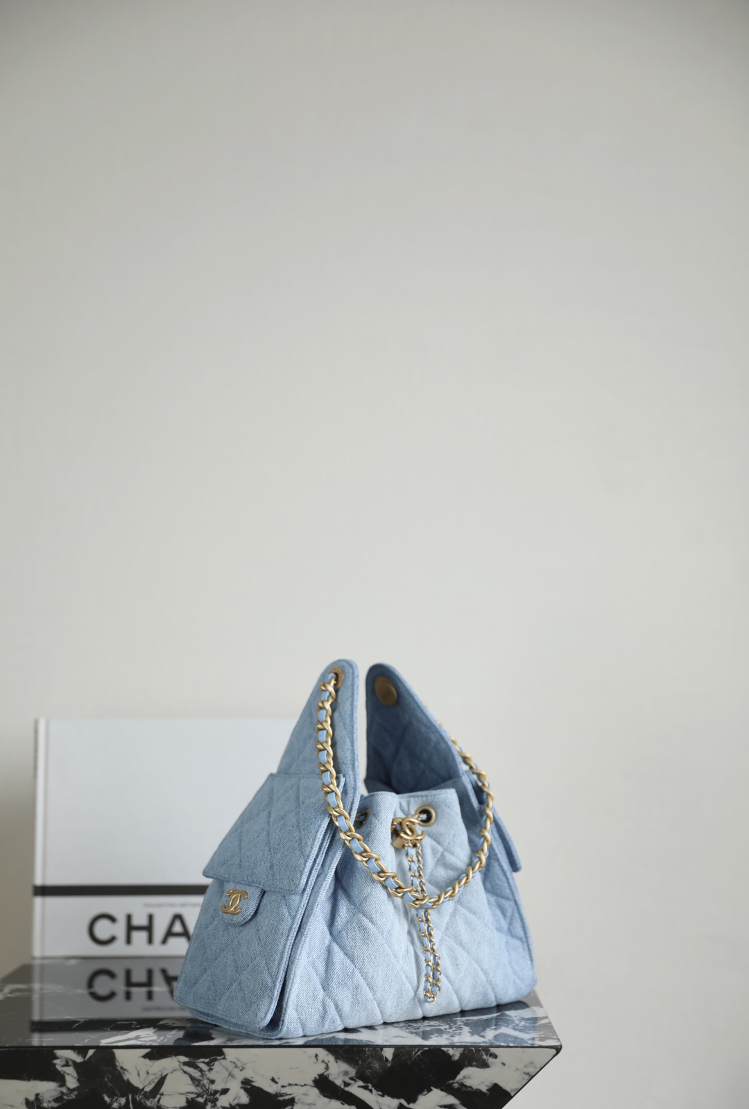 Chanel 25 Small Handbag Crossbody Bag Blue 30cm