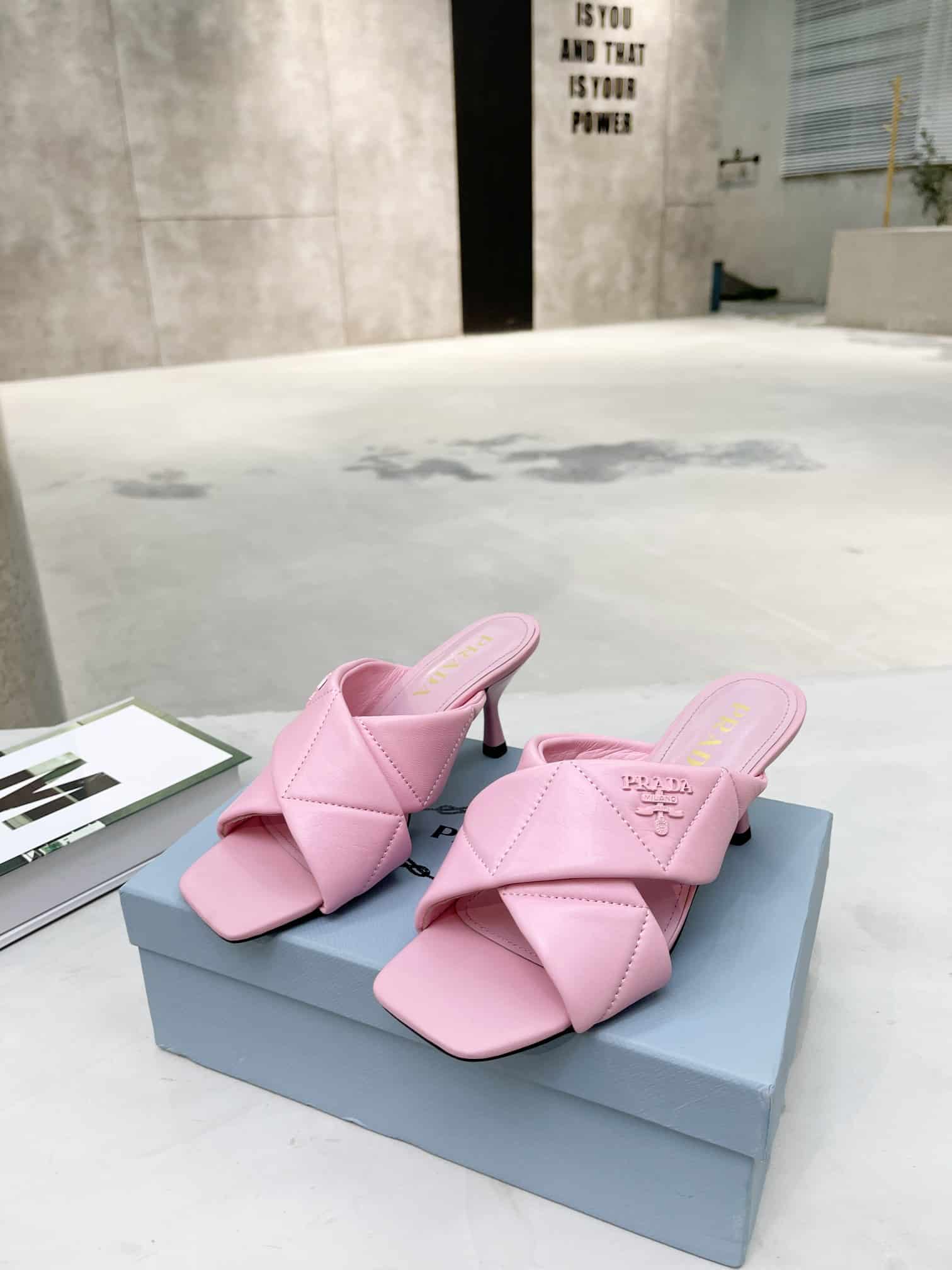 Prada Quilted Leather Mule Pink