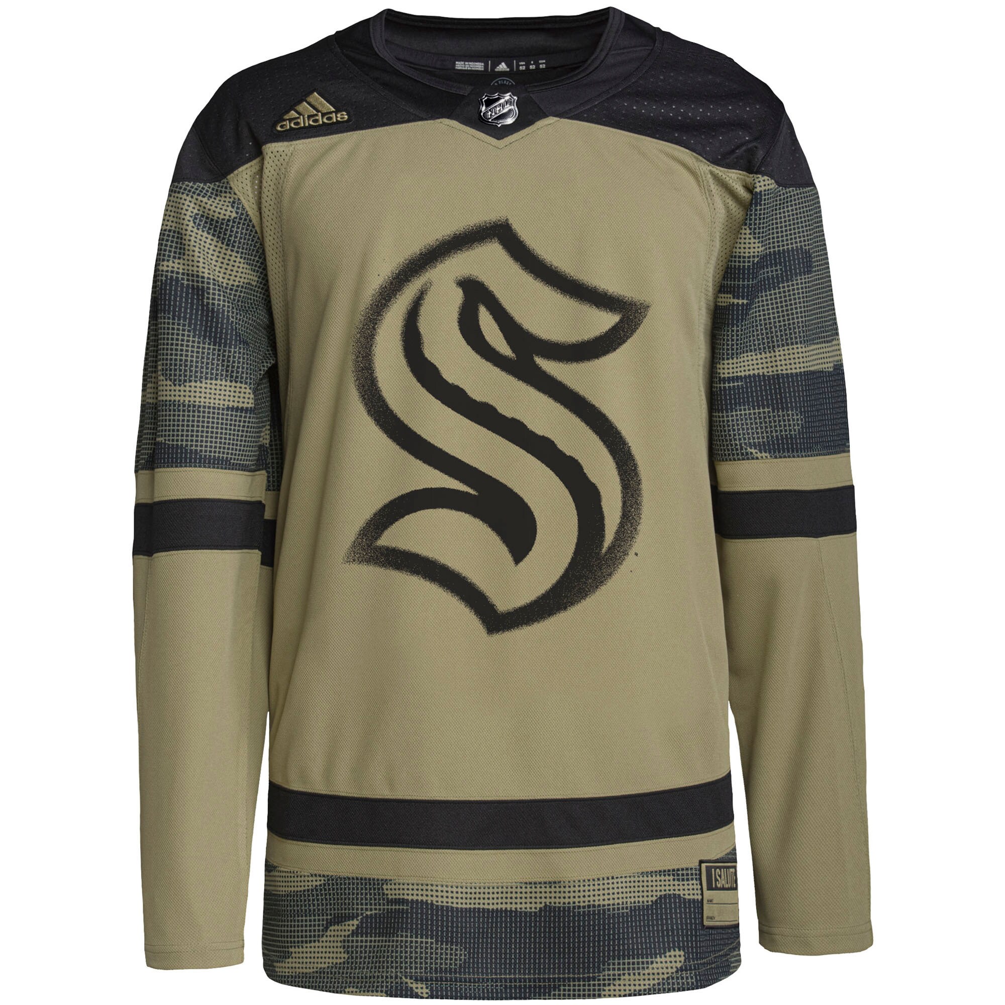 Seattle Kraken adidas Military Appreciation Team Authentic Custom Practice Jersey – Camo
