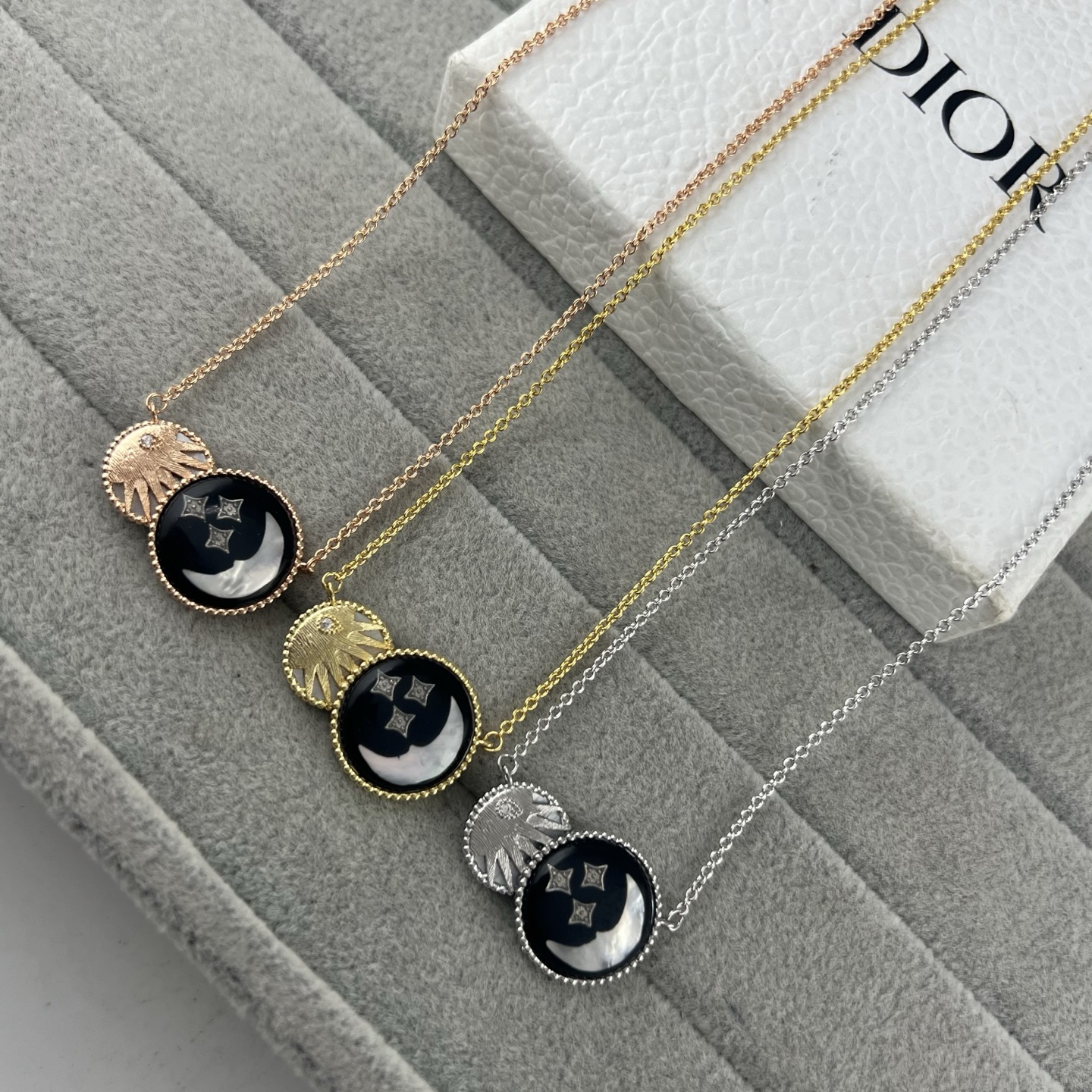 Sun God, Star, and Moon Reversible Pendant Necklace
