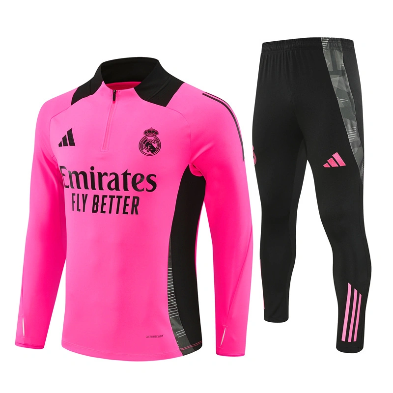 2024-25 Real Madrid Rose Red Long Sleeve Training Suit