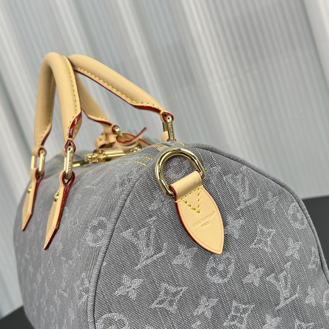 Louis Vuitton LV Speedy Soft 30 Monogram Denim Bag in Grey 30cm/ 11.8 in