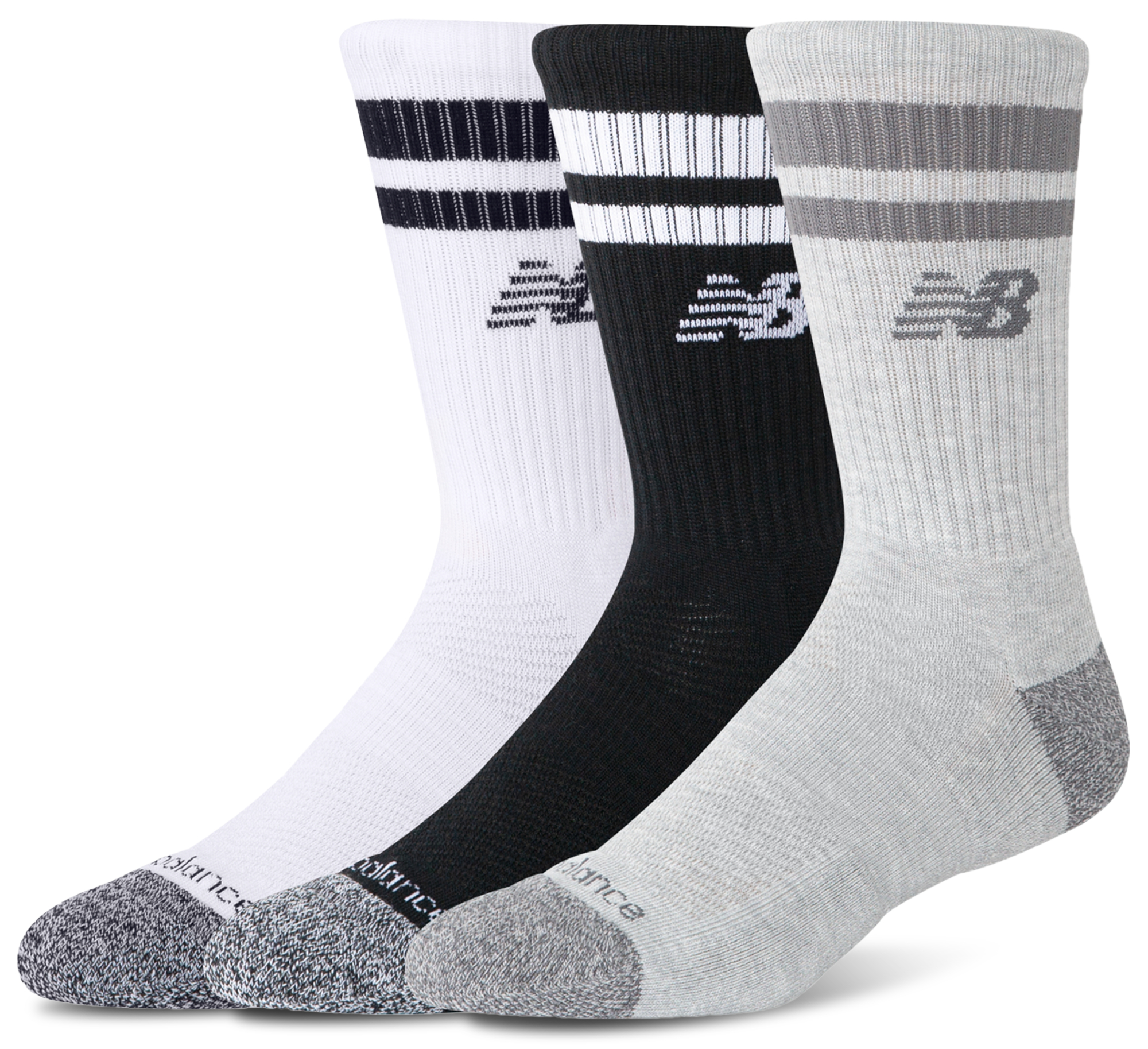 New Balance Cushion 3 Stripes Crew Socks 3 Pack