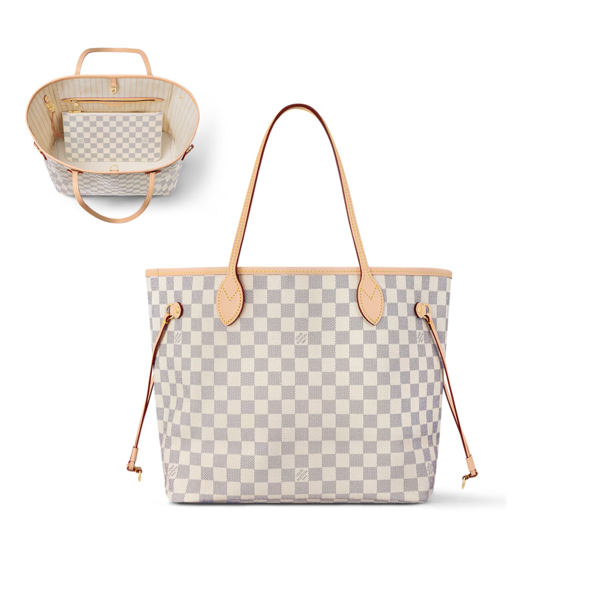 Louis Vuitton Neverfull MM Tote Bag Damier Azur Canvas Beige 31cm N40604