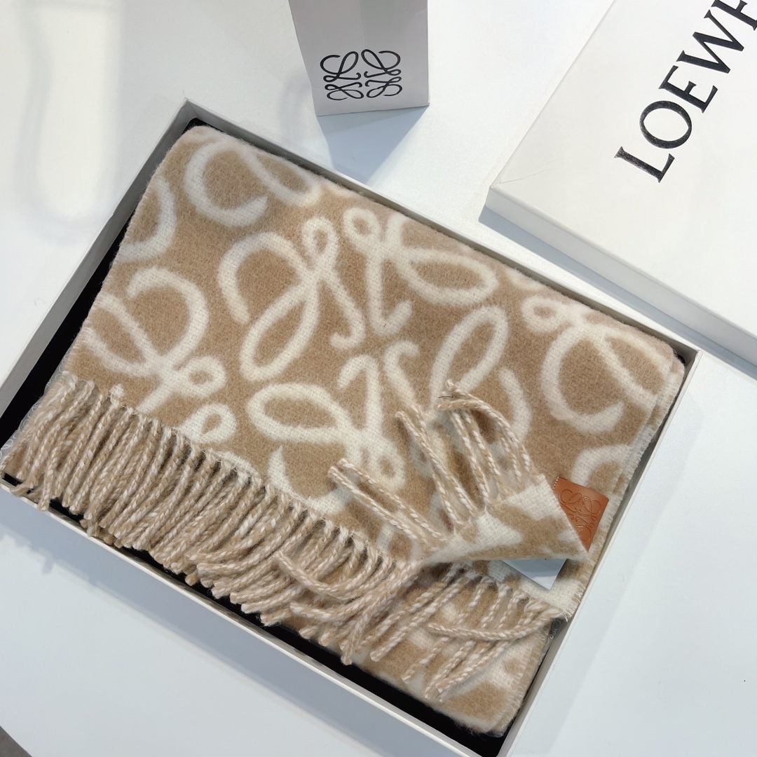 𝐋𝐨𝐞𝐰𝐞-Wool scarf-Yellow-brown