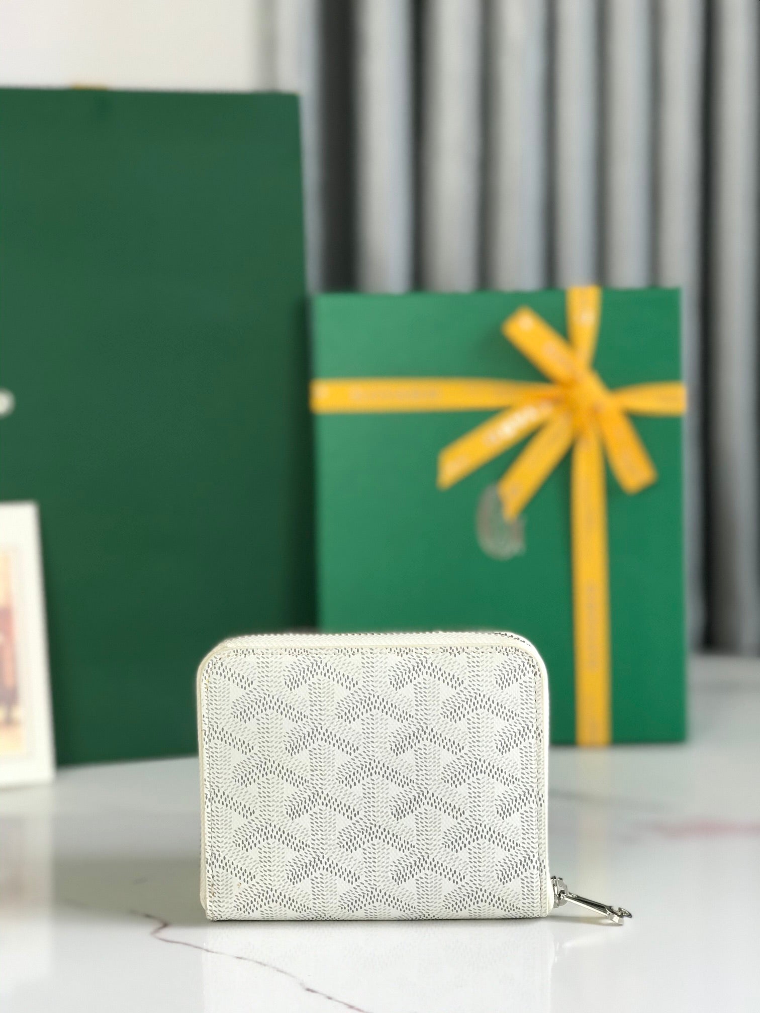 Goyard Matignon Mini Wallet 11cm White Goyardine Canvas And Calfskin