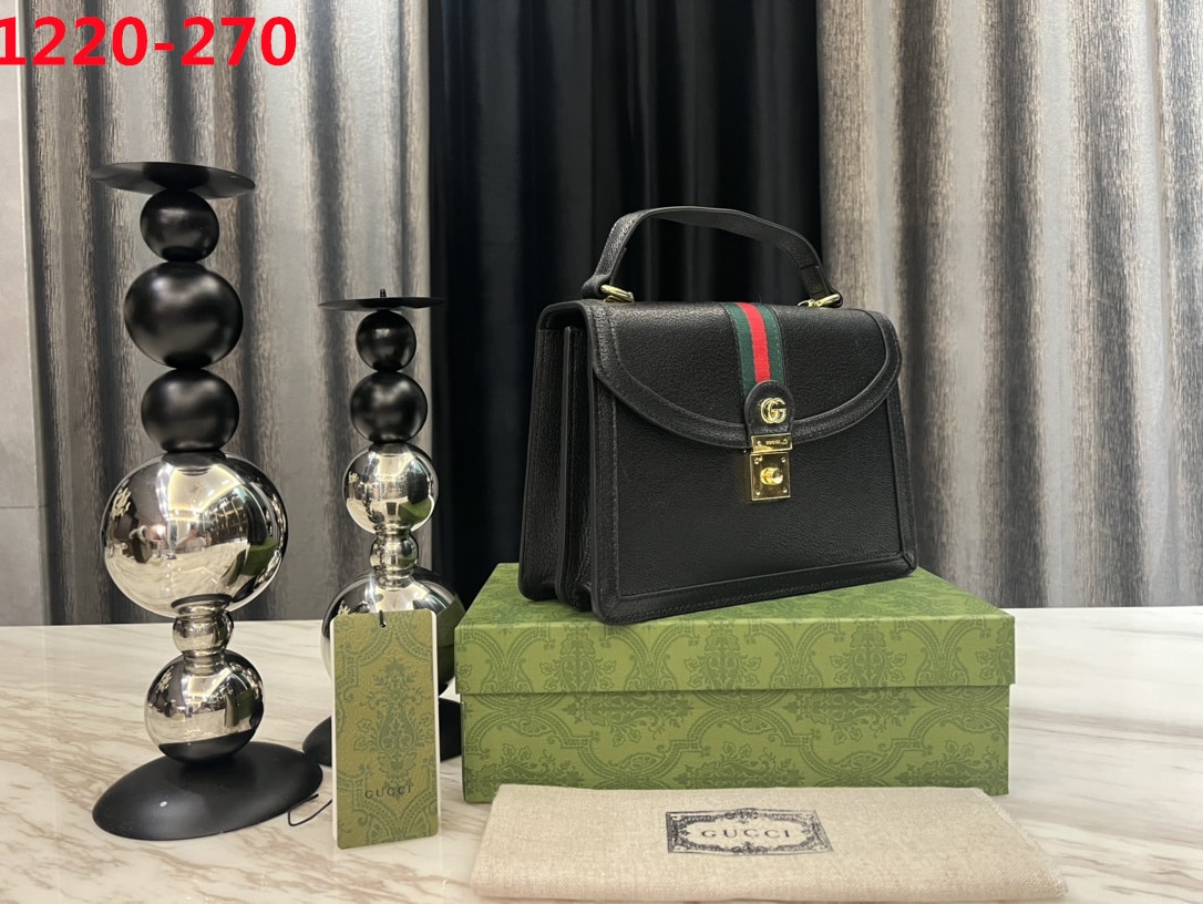 Gucci Gg Matelassé Small Top Handle Bag Black 24Cm