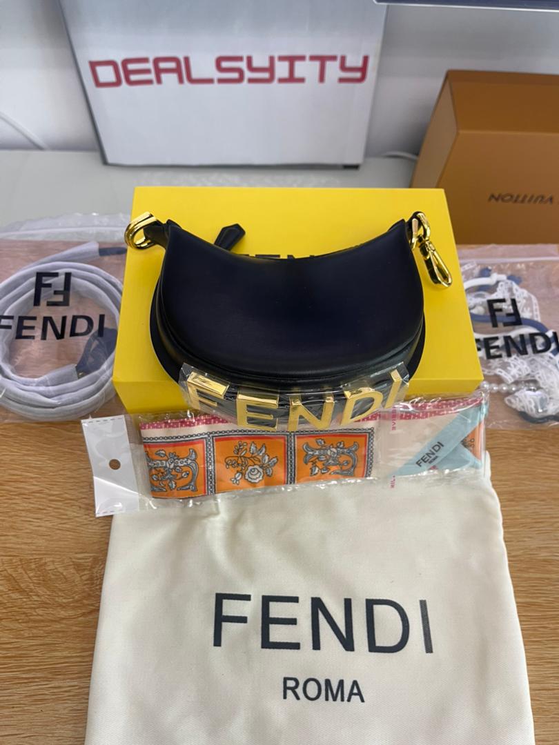 Fendi Fendigraphy Mini Leather Bag Black 20Cm