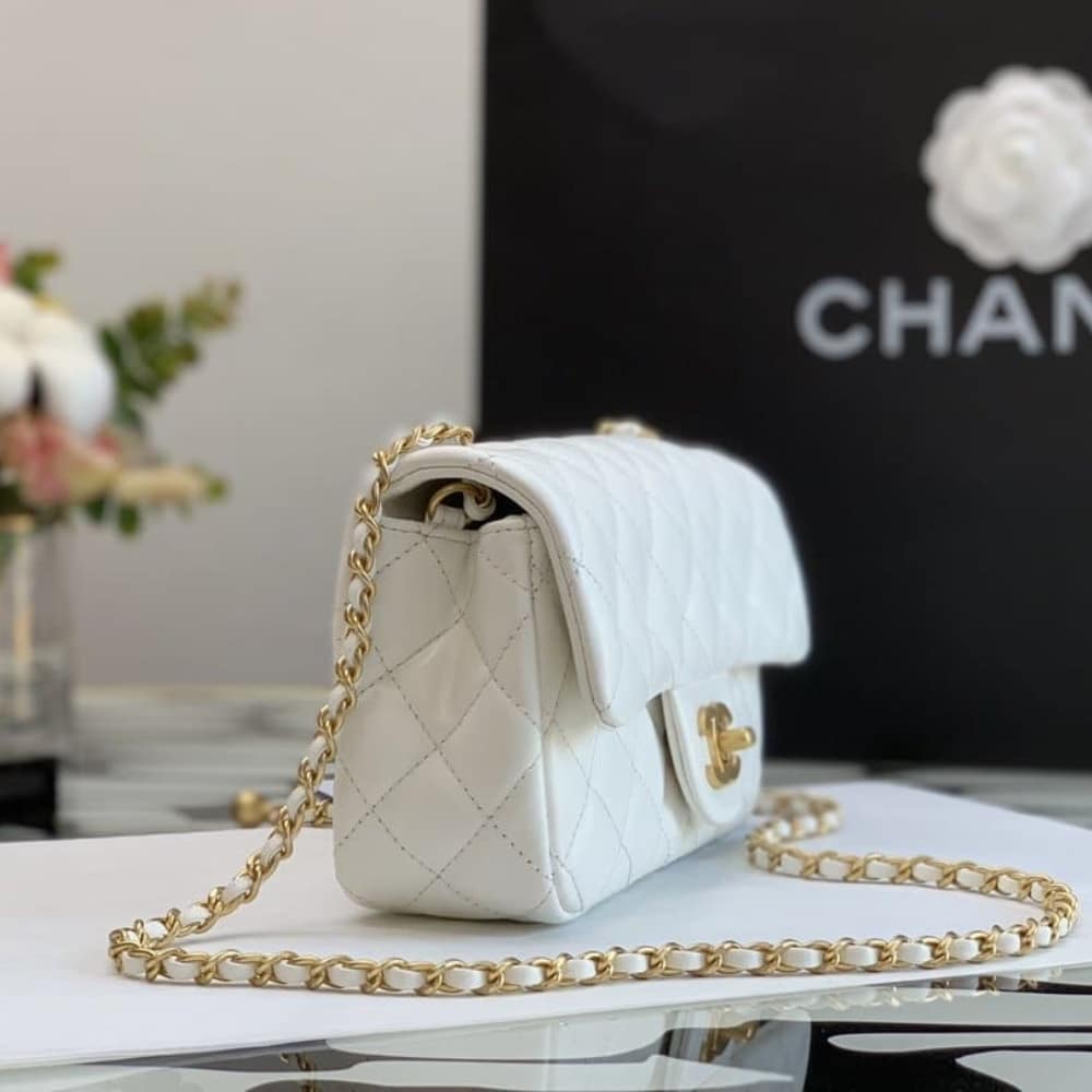 Chanel Mini Flap Bag With Pearls White 20Cm As1787 B02916 10601