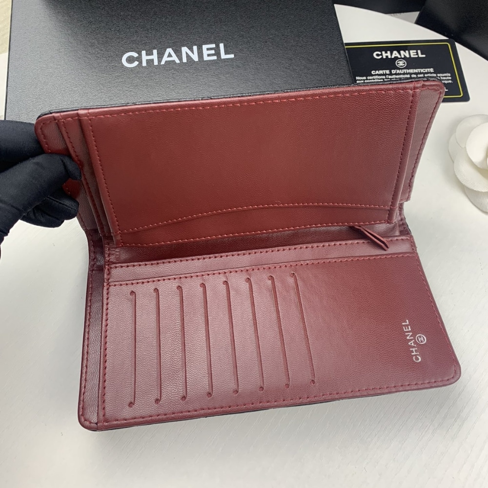 Chanel Black Caviar Leather Classic Long Flap Wallet 19.5Cm