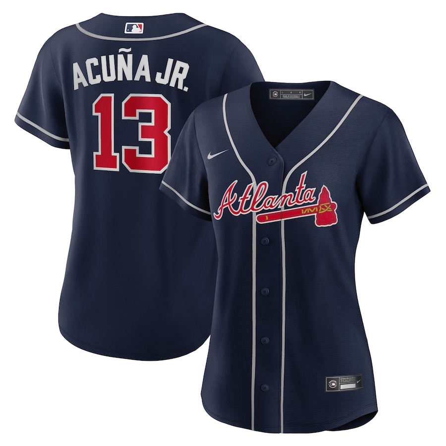 Ronald Acuna Jr. Atlanta Braves Women's Alternate Player Jersey Navy