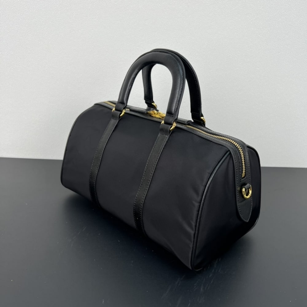 Prada Re Edition 1978 Re Nylon X Saffiano Medium Top Handle Bag Black 31Cm