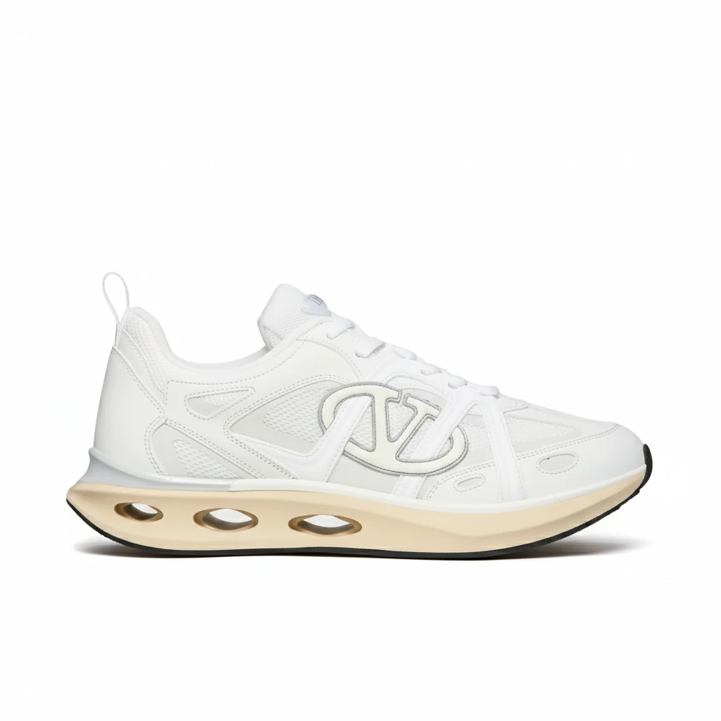 VALENTINO VLOGO EASYJOG LOW-TOP SNEAKER IN CALFSKIN AND FABRIC