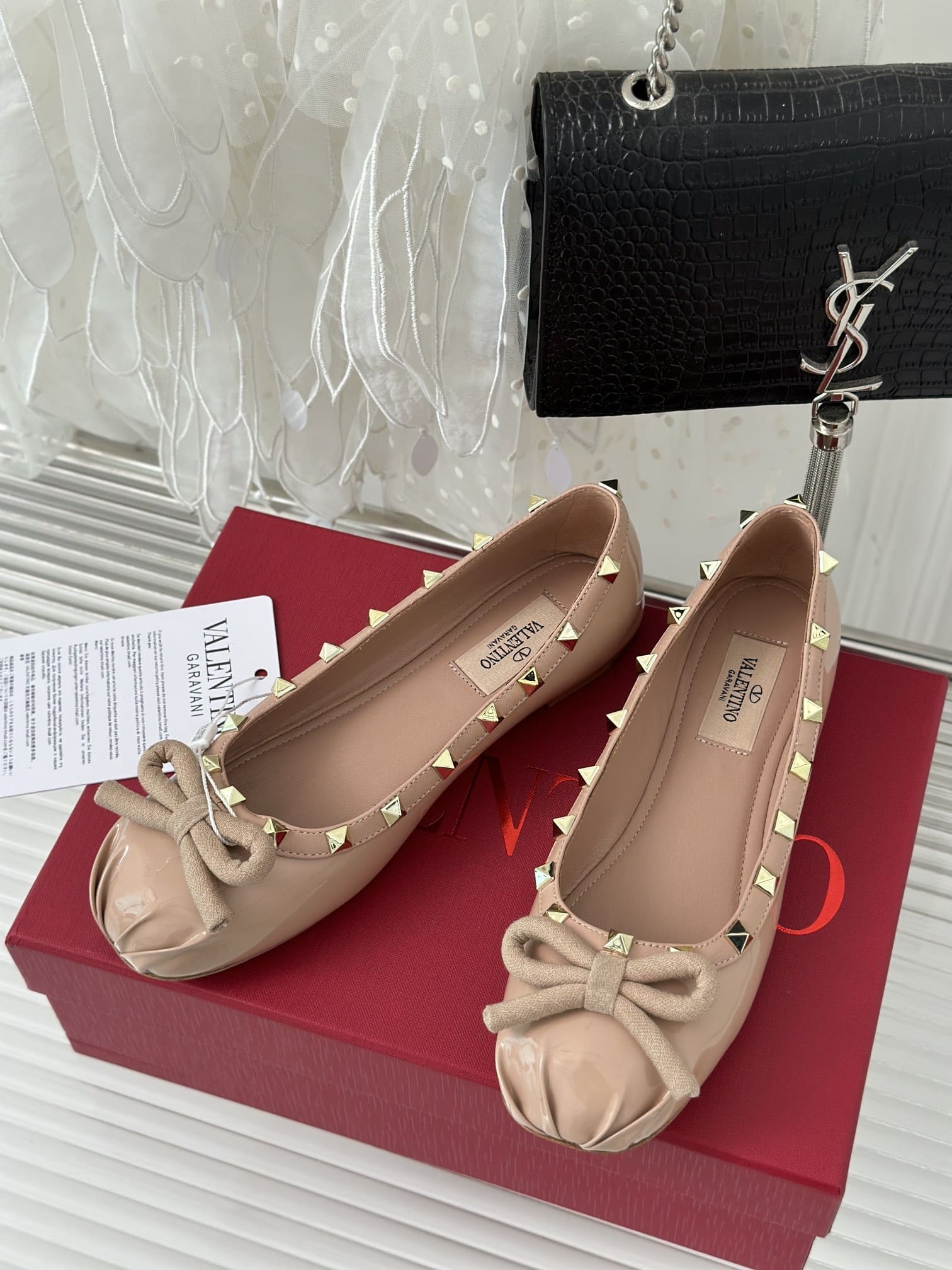 Valentino Garavani Rockstud Patent Leather Ballerina Rose Cannelle 3W2S0Hq5Vnw Gf9