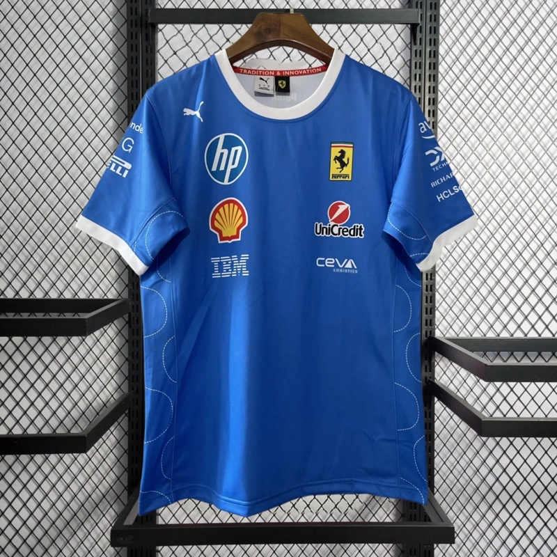 2025 F1 Ferrari t-shirt blue Racing Suit