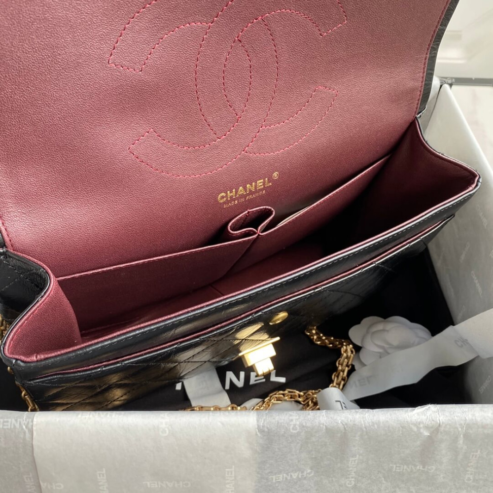 Chanel 2.55 Reissue 227 Aged Calf Black Flap Bag 28cm