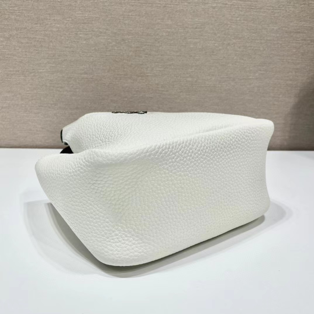 Prada Mini Leather Handbag White 18Cm