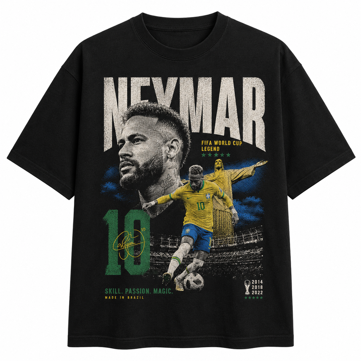Neymar World Cup Printed T-Shirt  Unisex Loose Fit T-Shirt 100% Cotton Soft Comfortable Summer Casual Printed Top