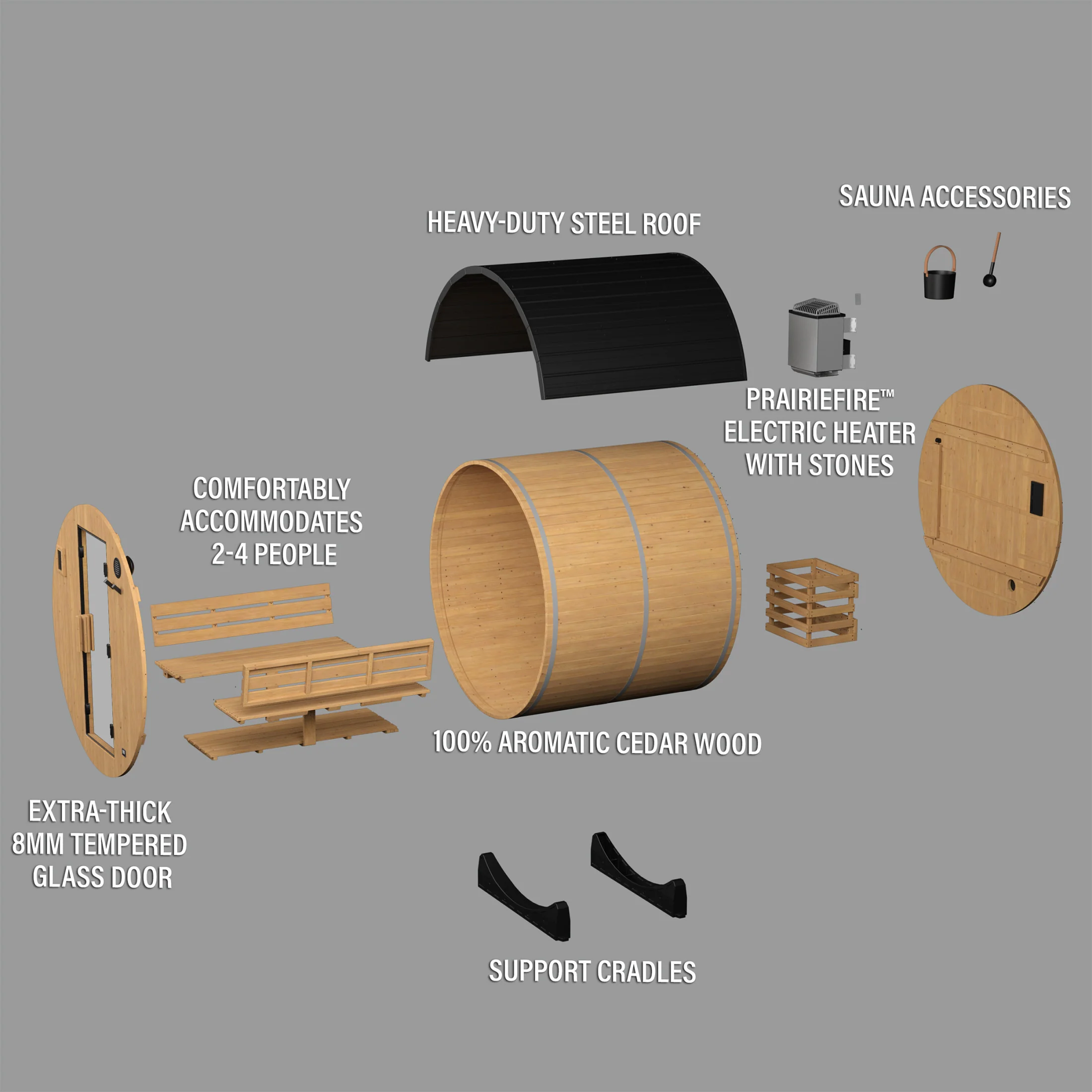 Paxton Outdoor Barrel Sauna �?2-4 Person