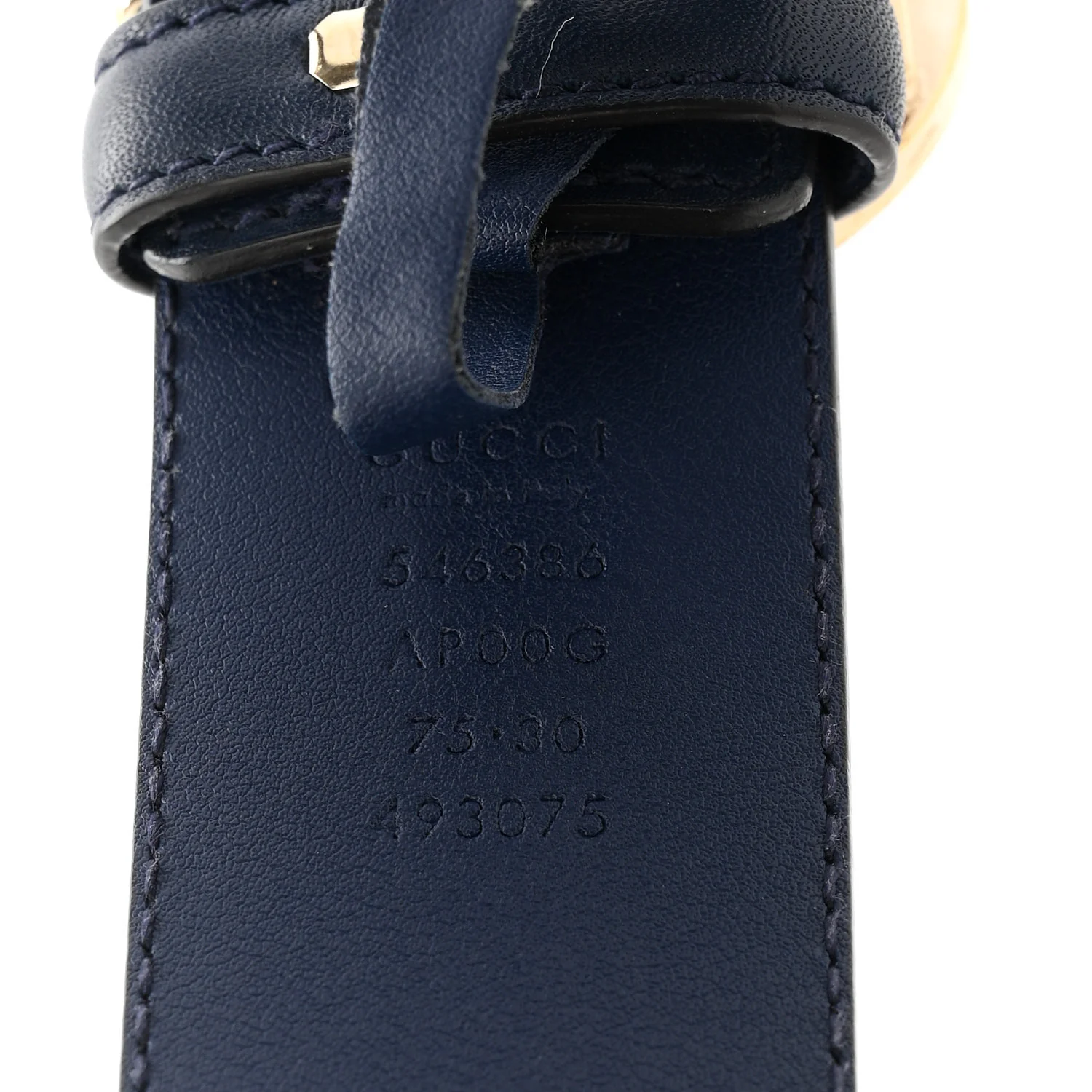 Moon Calfskin Interlocking G 37mm Belt 75 30 Cobalt Blue