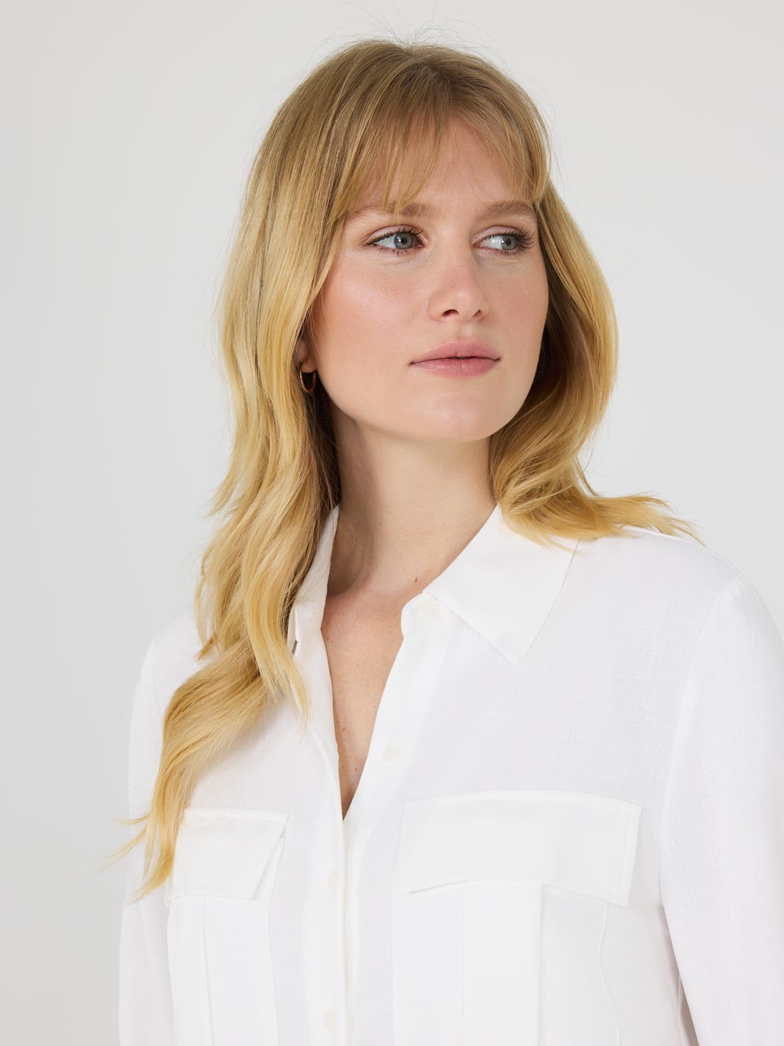 Button-Up Blouse With Front Tie