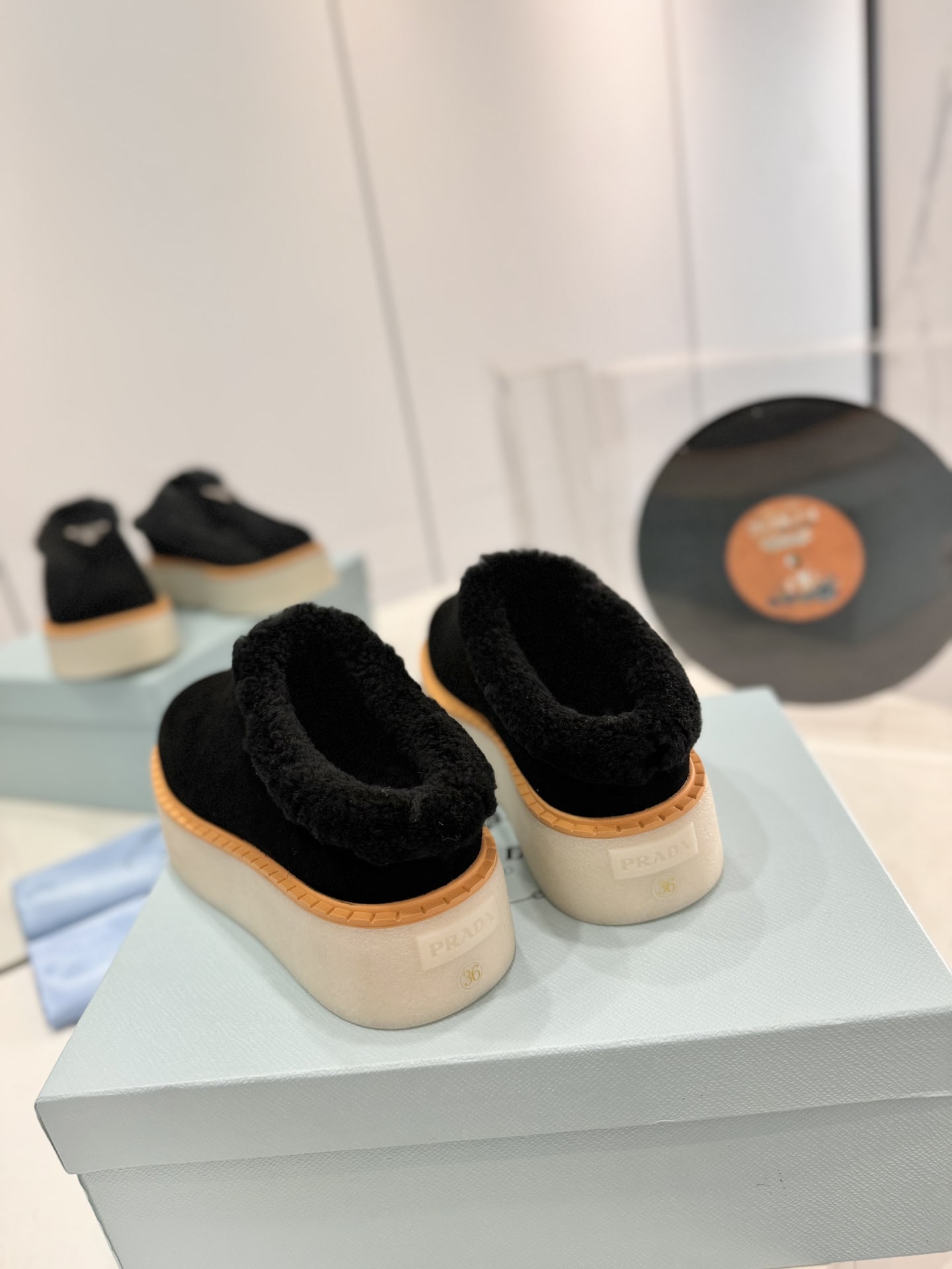 Prada Suede Mules Black
