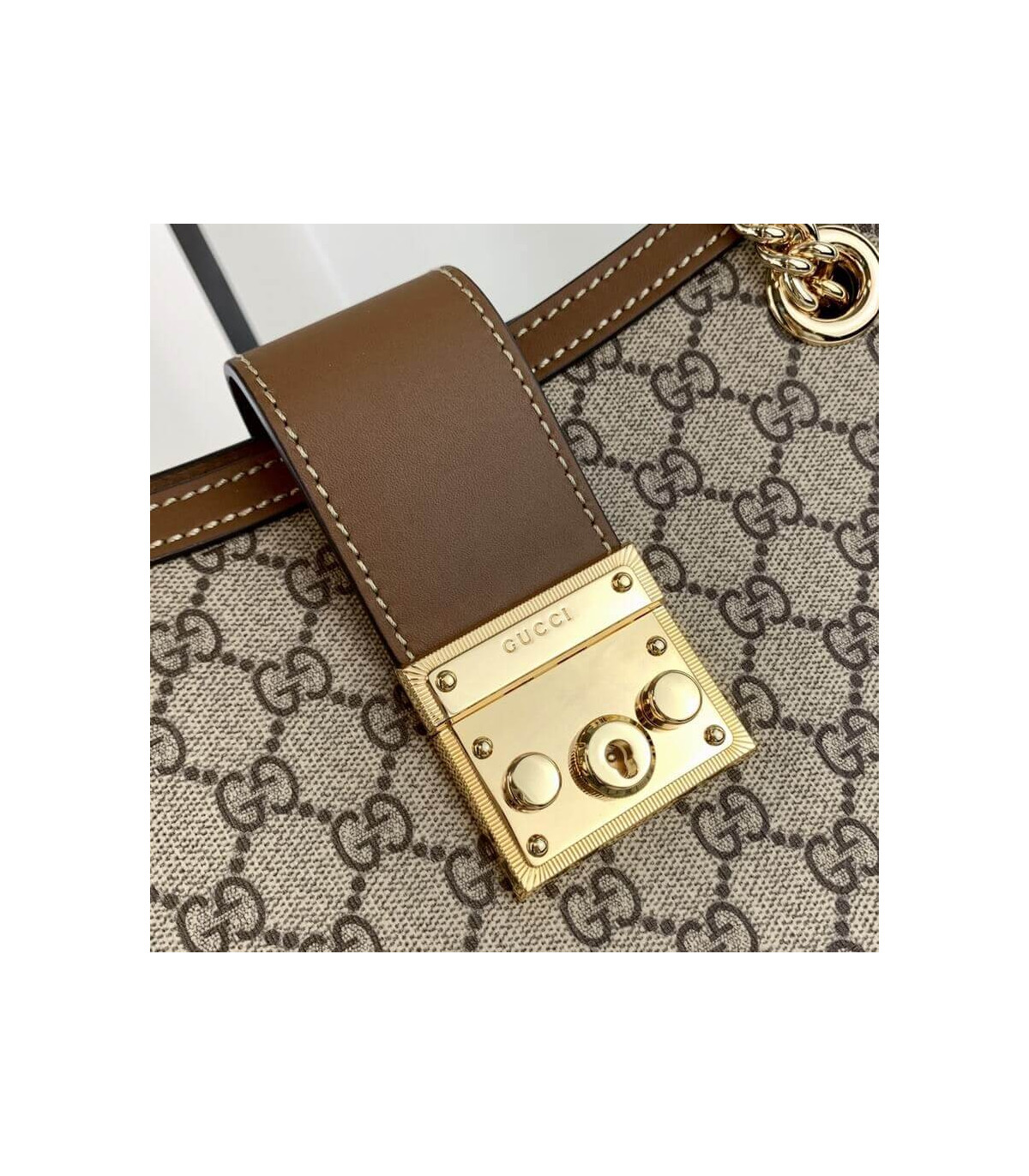 Gucci Padlock Medium GG Shoulder Bag Brown