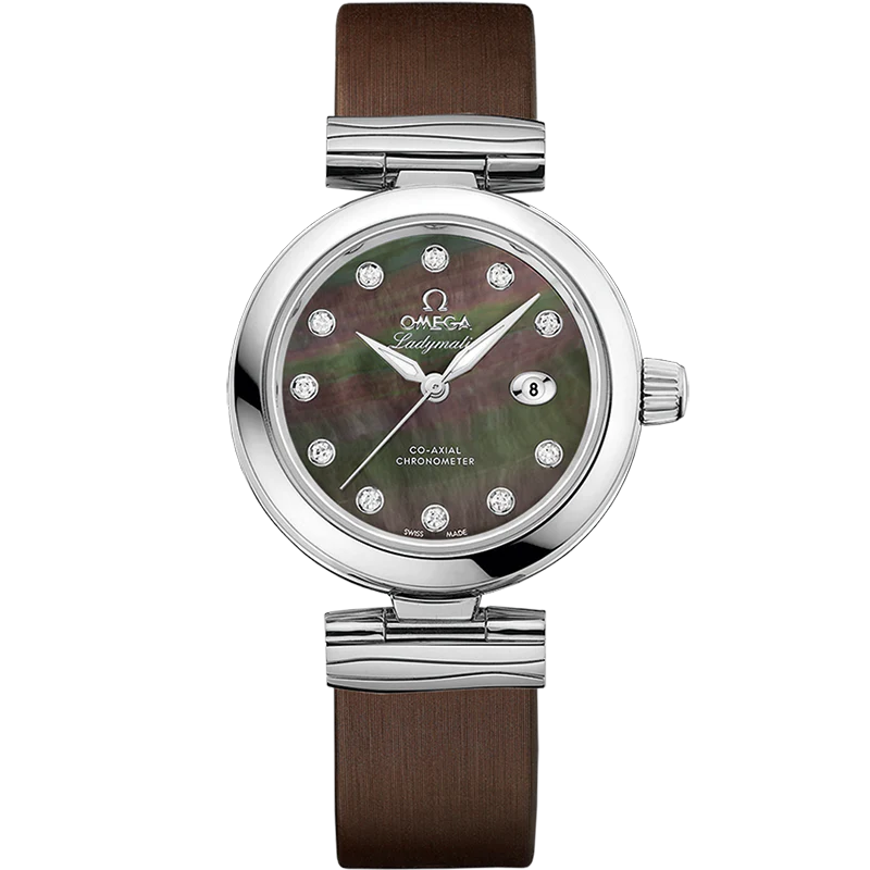 Omega De Ville Ladymatic 34mm Black Dial with Diamonds Stainless Steel Strap 425.37.34.20.57.004