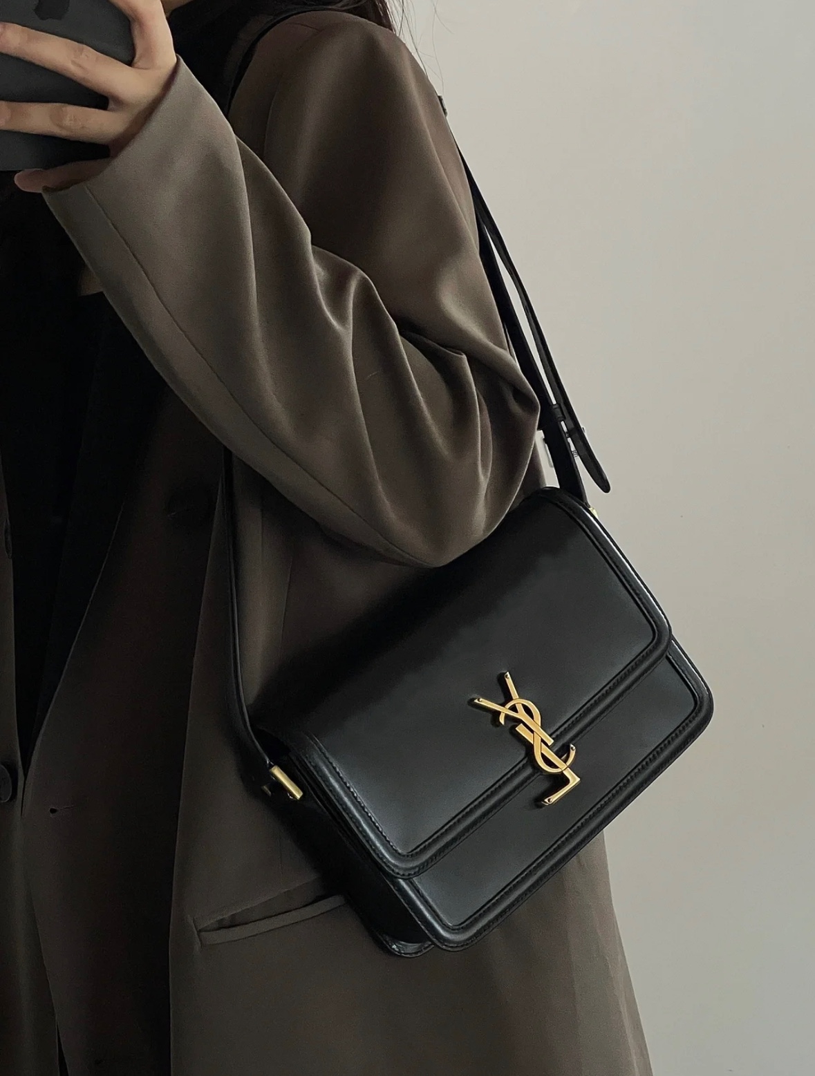 Saint Laurent Smooth Calfskin Solferino Satchel Black