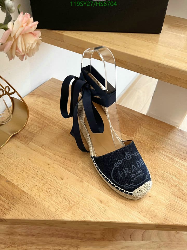 Prada Linen Espadrille Wedge Sandals Blue