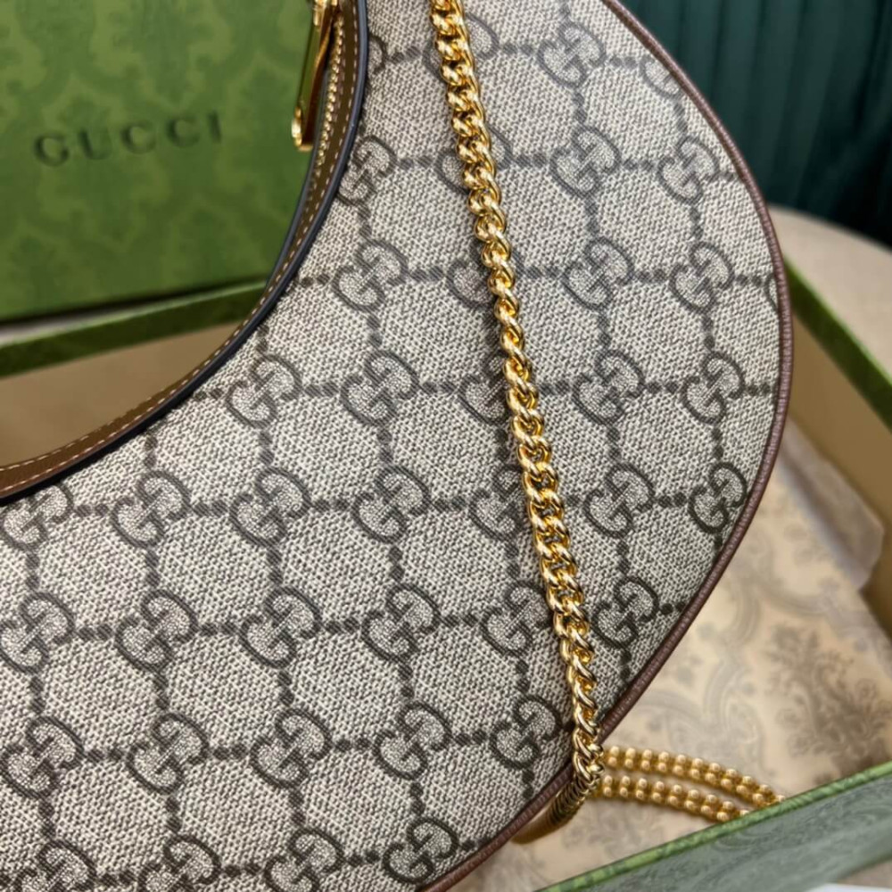 Gucci Half-Moon-Shaped Mini Bag with Interlocking G Brown