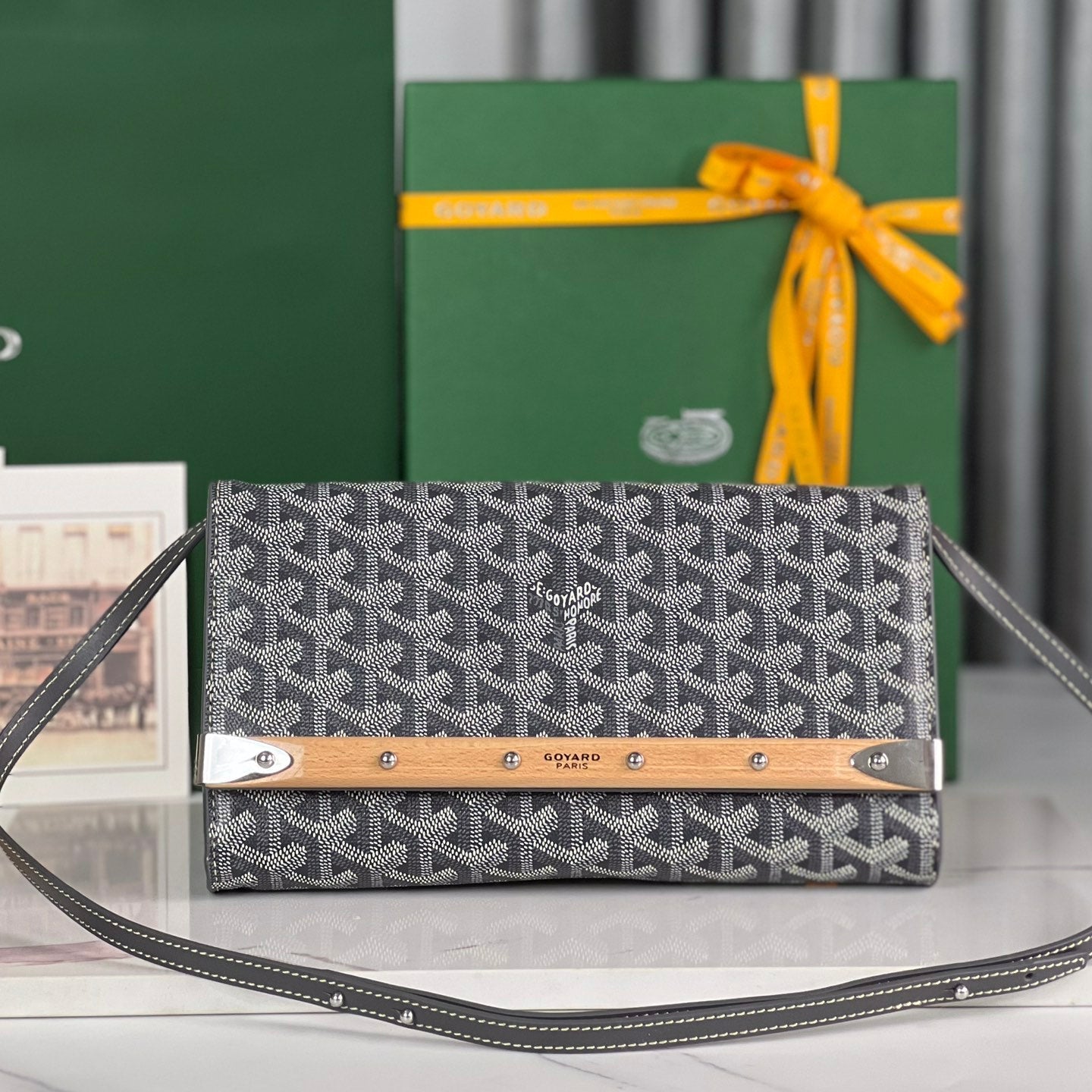 Goyard Monte-Carlo Pm Clutch 25 Cm Gray Goyardine Canvas