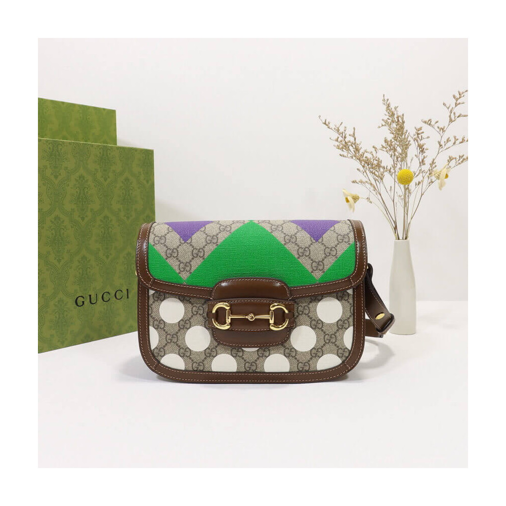 Gucci Horsebit 1955 Shoulder Bag With Geometric Print