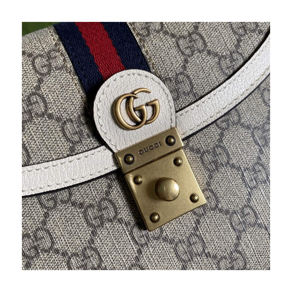 Gucci Ophidia Small Top Handle Bag With Web White