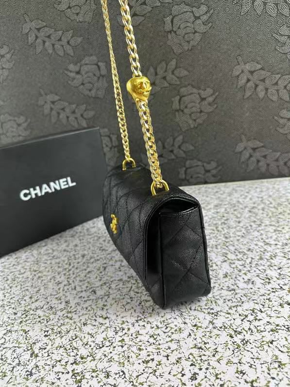 Chanel Pearl Crush Wallet On Chain Woc Black 18Cm/7in