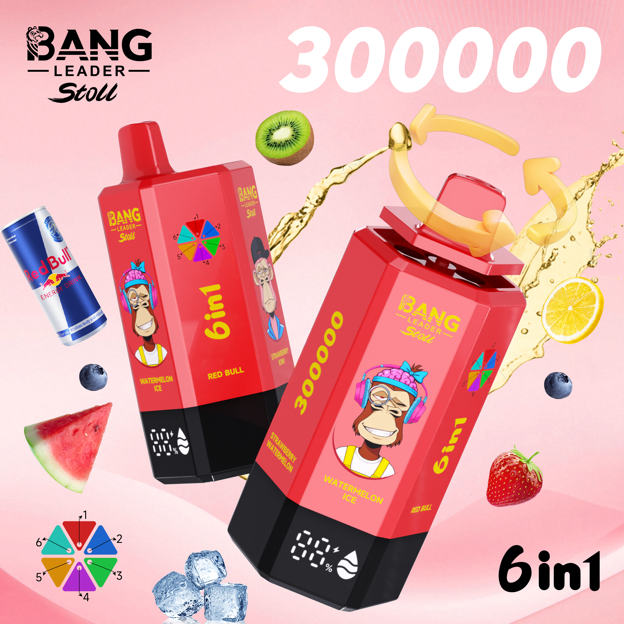 Bang Leader Stoll 300K Puffs 6-in-1 Prefilled Vape | Multi-Flavor,  Rechargeable
