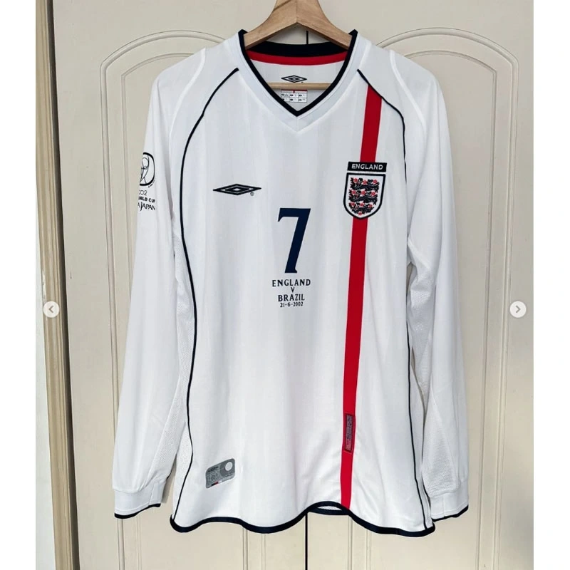 retro 2002 England Home Long Sleeve football jersey retro