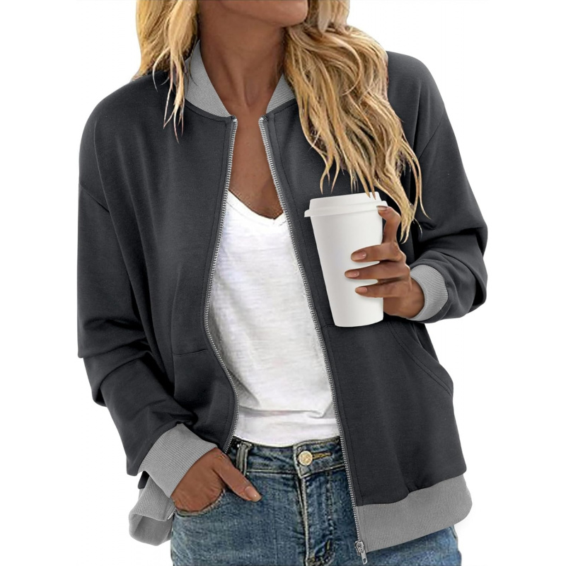 Women's Zip Up Jacket Casual Long Sleeve