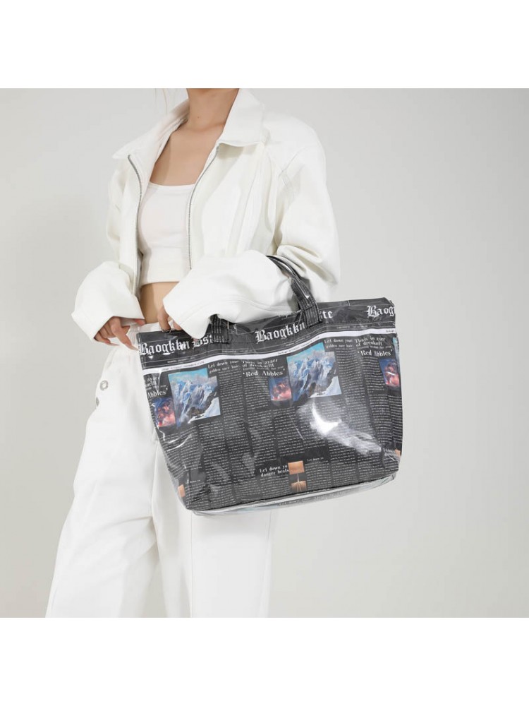 Newspapers Printed Tote Bag
