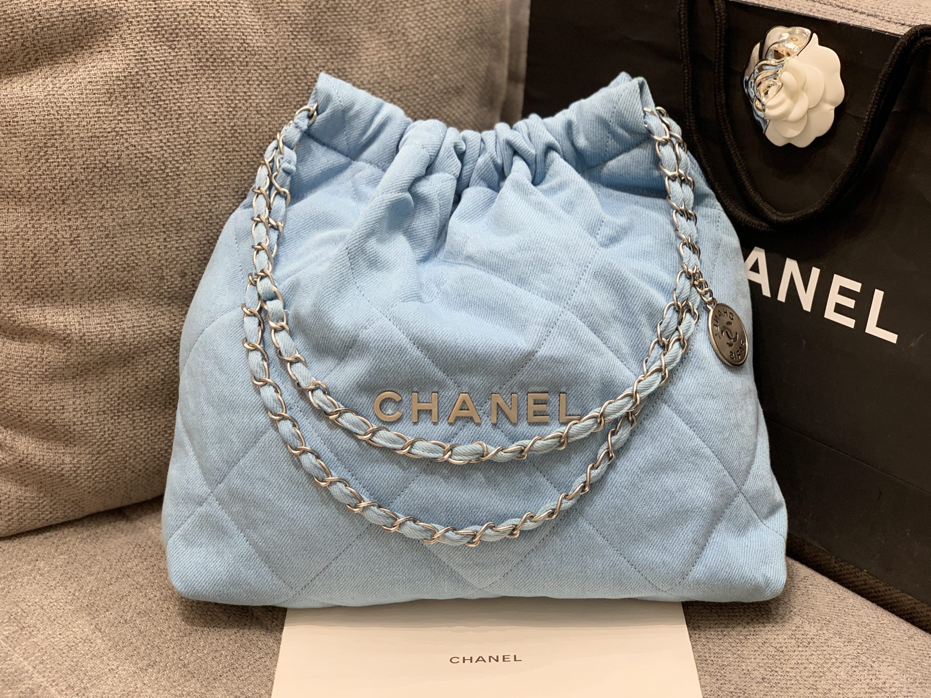 Chanel-24P Denim 22 Bag 💚 – Upgraded Version
