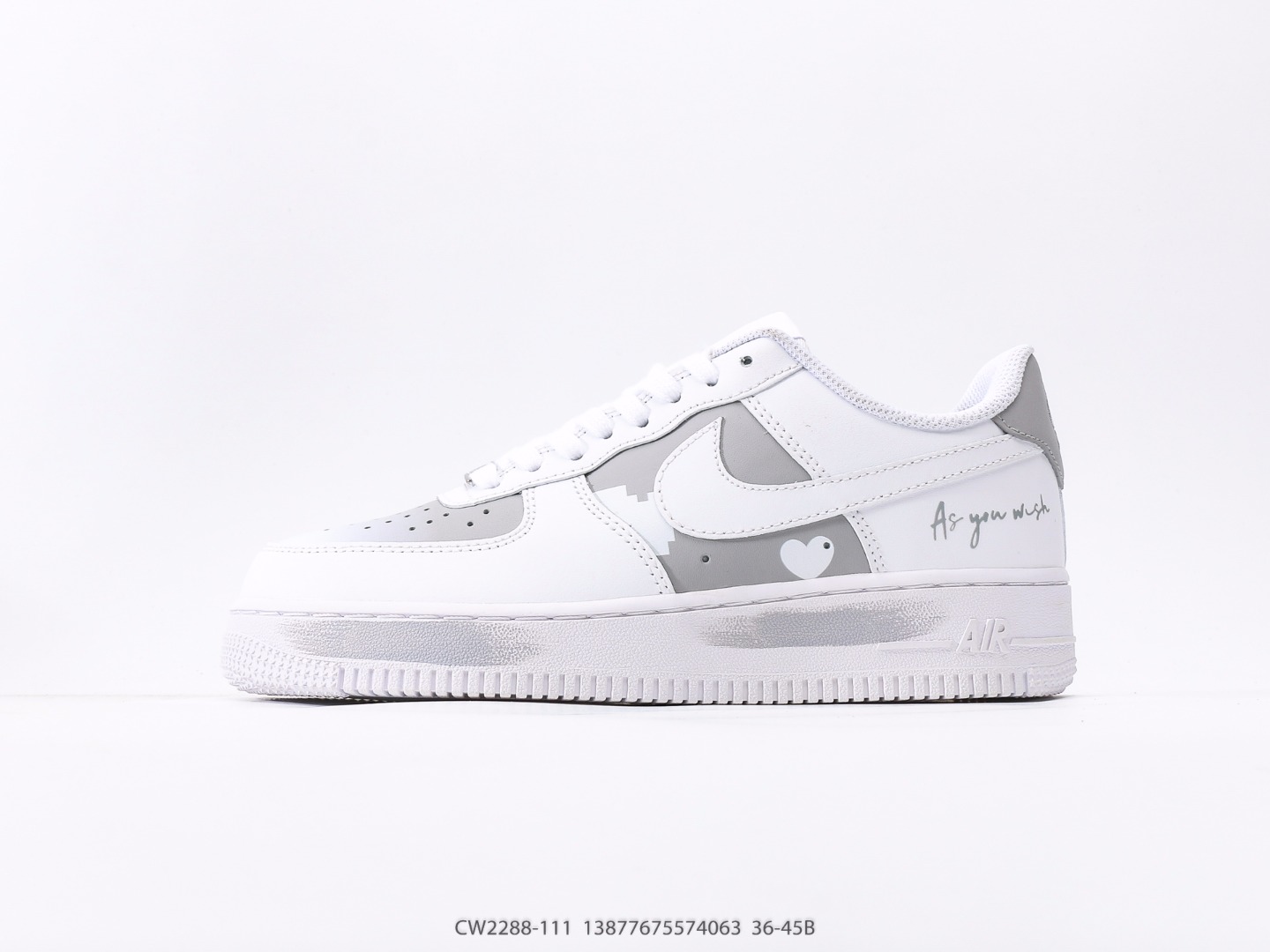 Nike Air Force 1 Low Grey Heart Custom