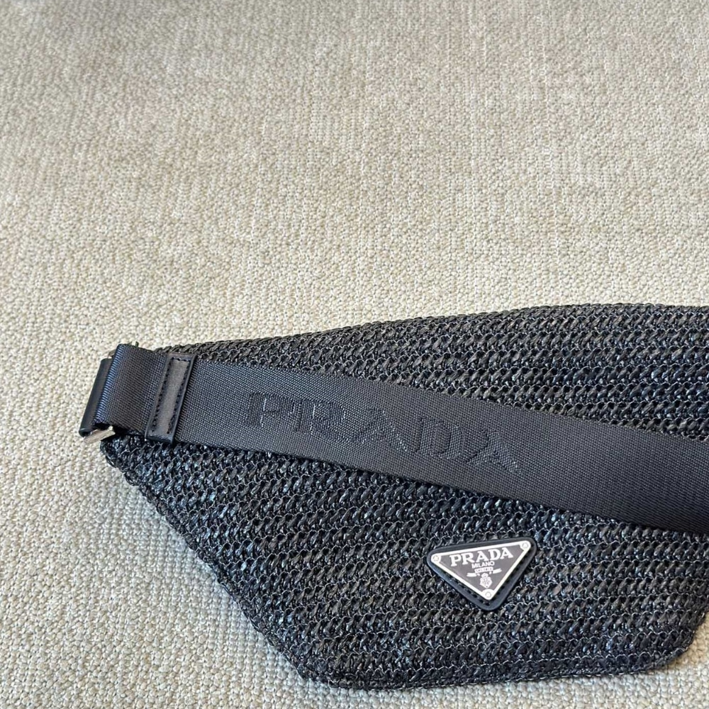 Prada Crochet Belt Bag Black 30Cm
