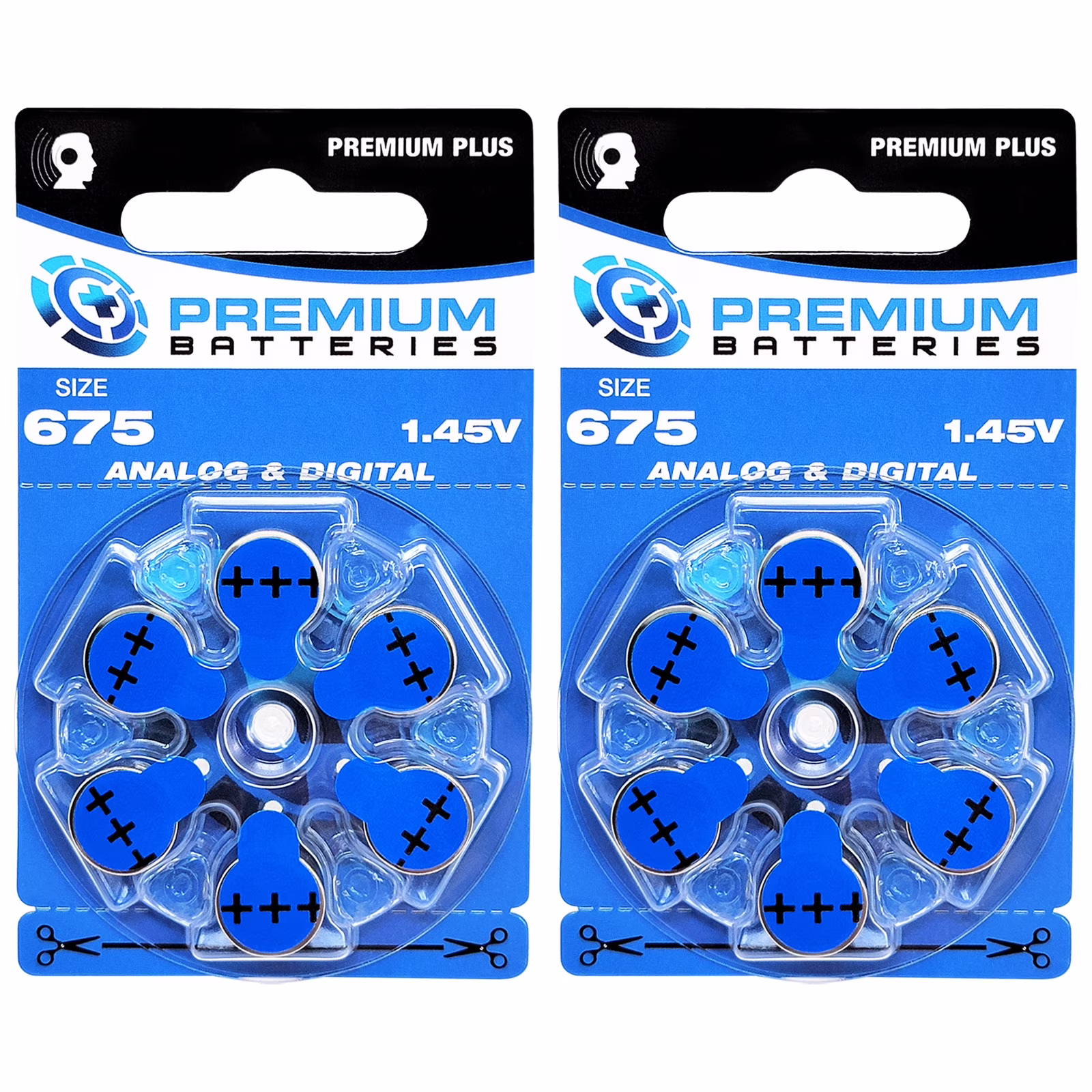 Premium Batteries Premium Plus Size 675 PR44 1.45V Zinc Air Hearing Aid Batteries (12 Pack)