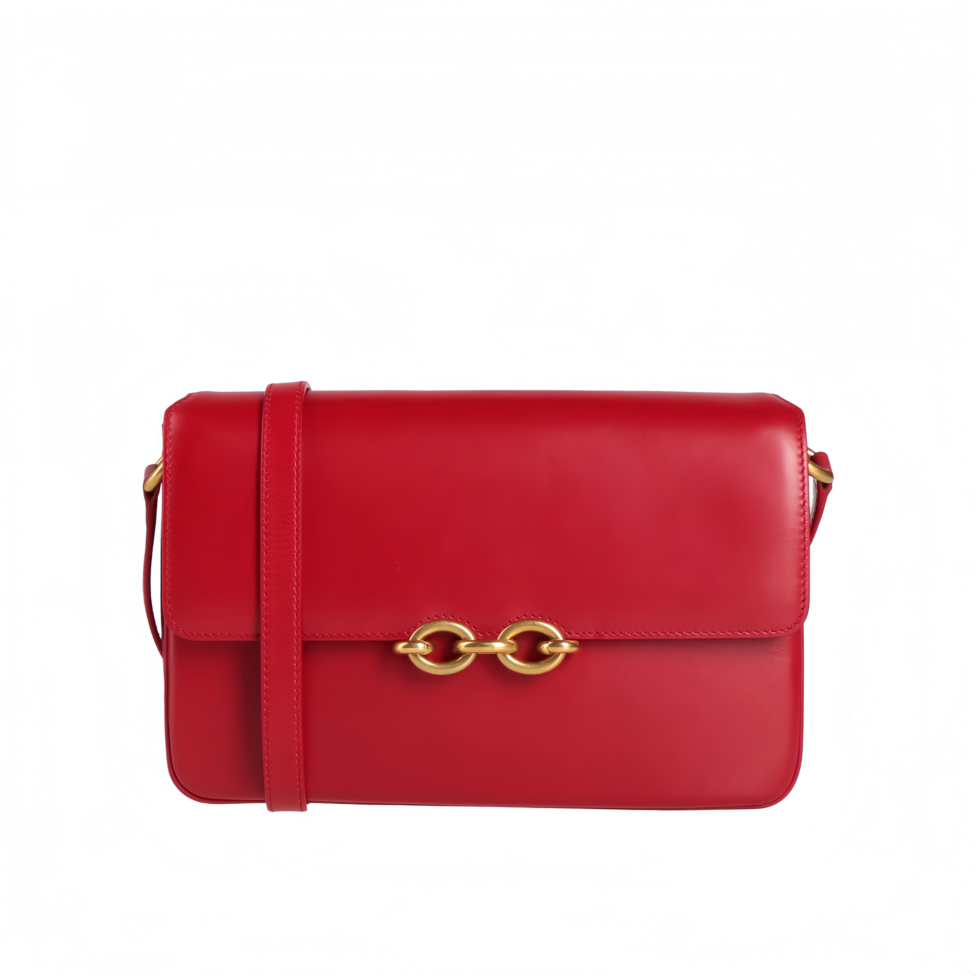 Saint Laurent Le Maillon Satchel In Smooth Leather Red