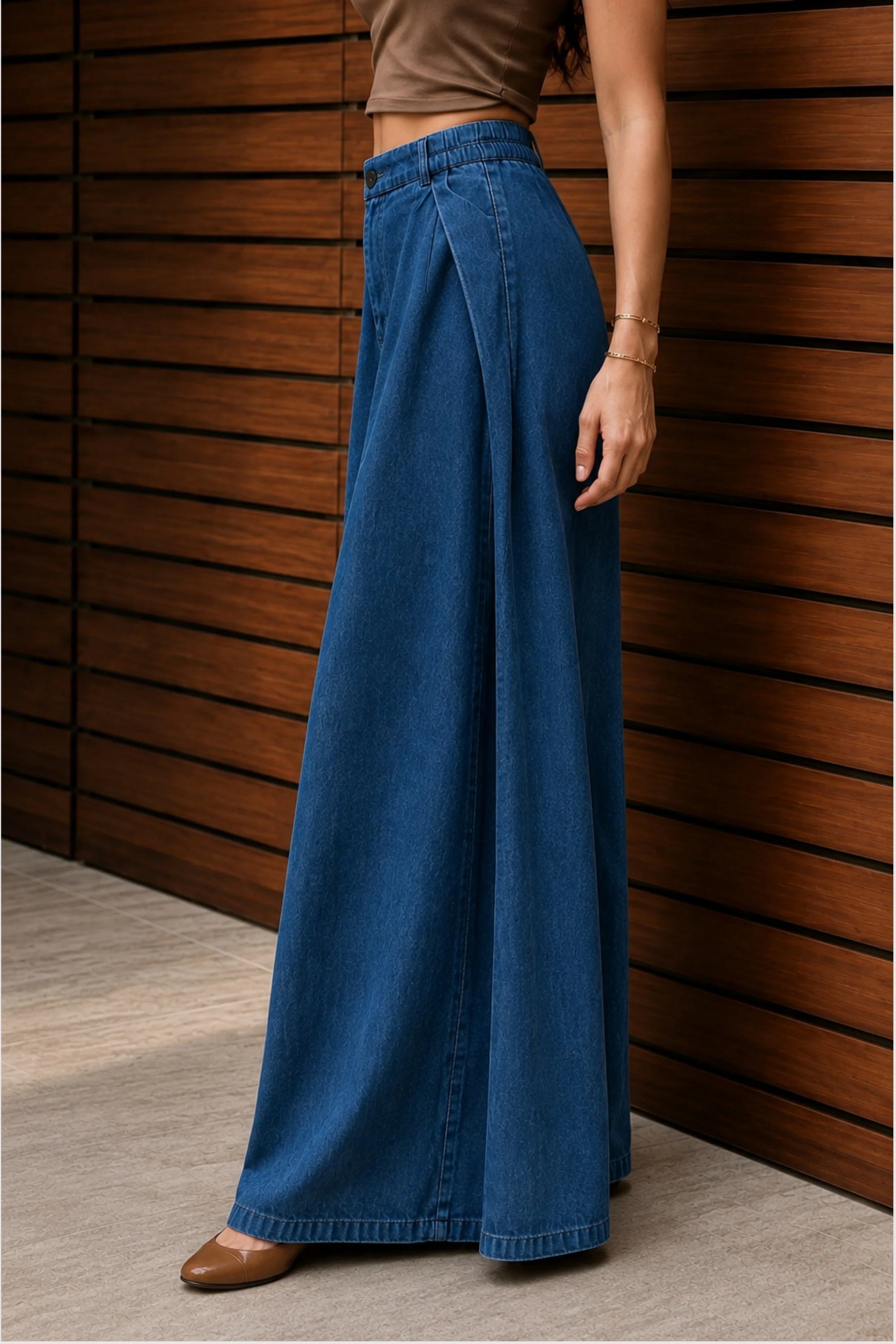Indigo Grace Wide-Leg Pants