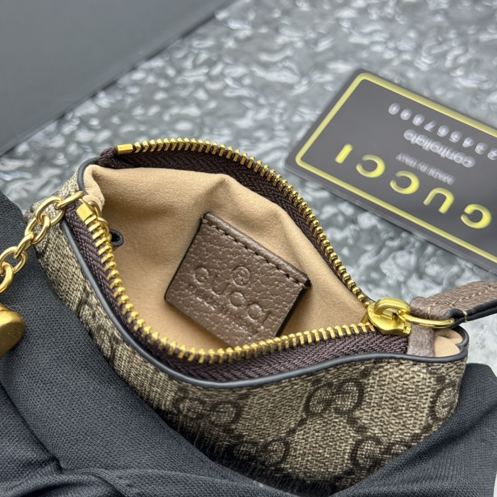 Gucci Gg Supreme Canvas Wallet Ophidia Key Case Beige And Ebony 12.5cm