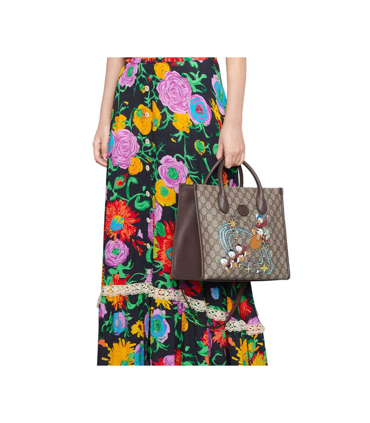 Gucci Beige GG Supreme Canvas Donald Duck Tote Bag 31cm