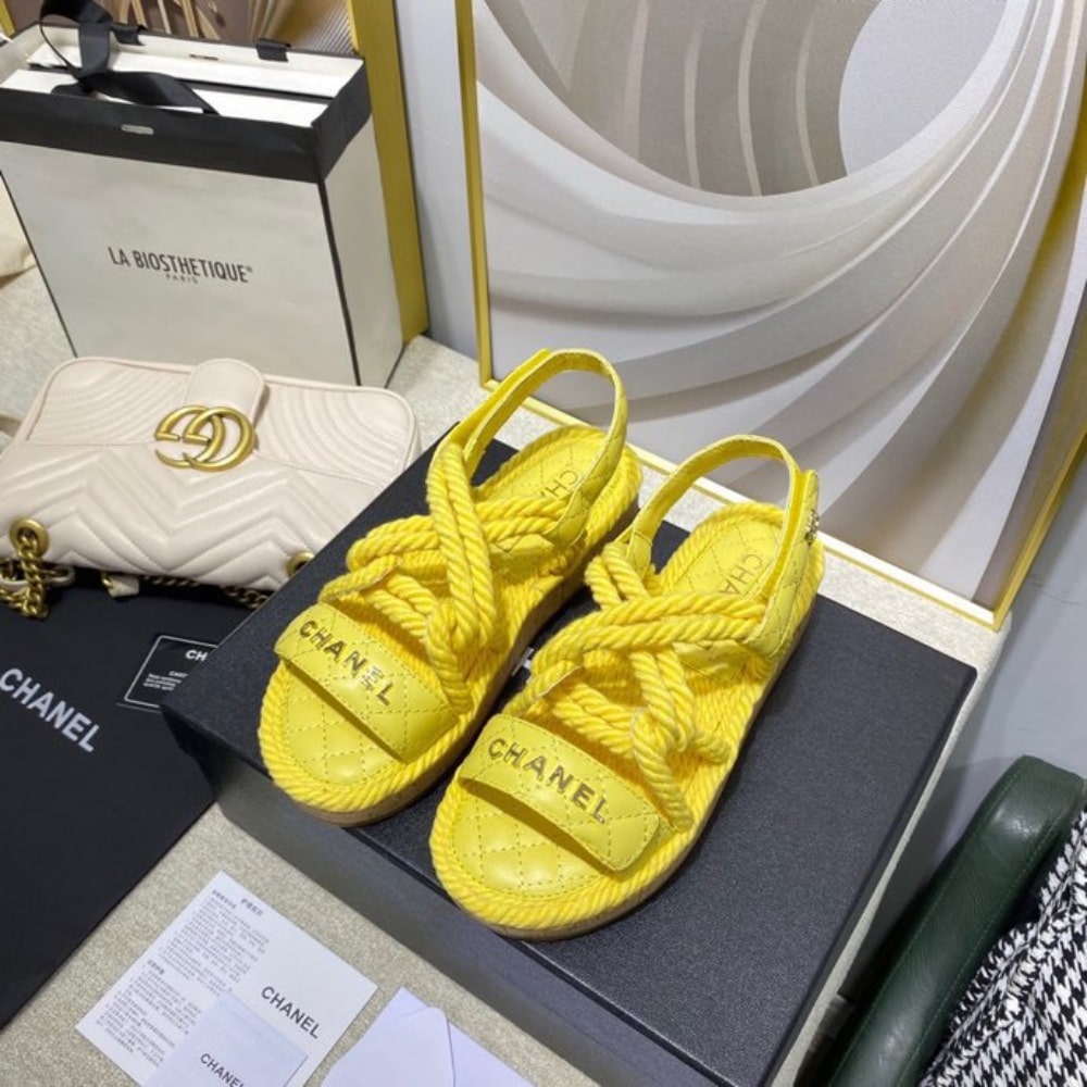 Chanel Rope Sandals Strap Yellow